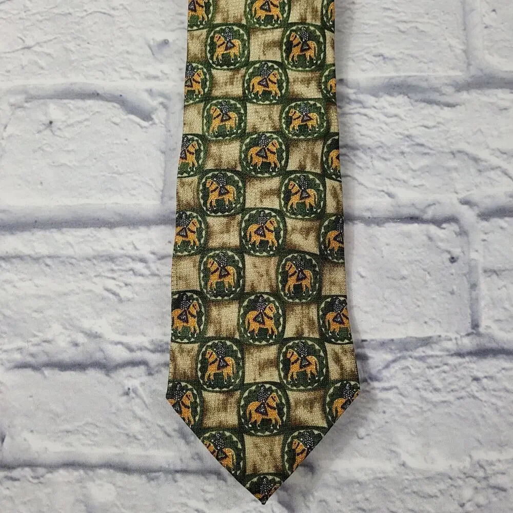 Dunhill Medieval Knight on Horse Medallion Silk Tie